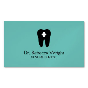 Minimal Dentist Logo Light Aquamarin Dental Office Magnetische Visitenkarte