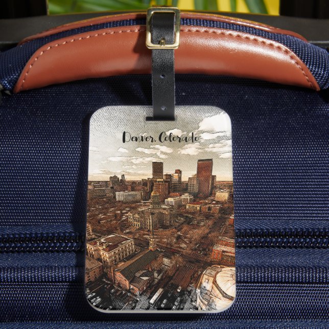Minimal Denver Colorado Skyline Gepäckanhänger (Vorderseite Insitu 2)