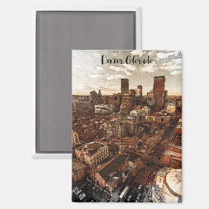 Minimal Denver Colorado Skyline Magnet