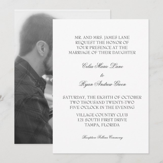Minimal Design Einladungen für Hochzeiten (Vorne/Hinten)
