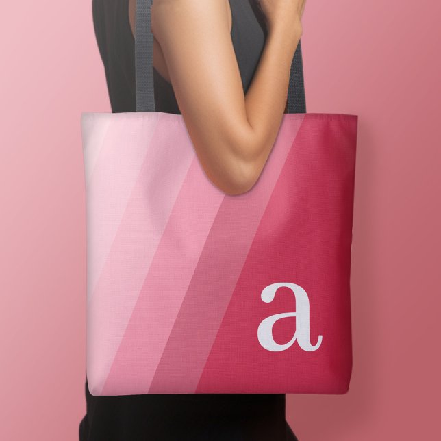 Minimal Design - Huge Modern Monogram Pink Mauve Tasche (Personalized tote bag - add your name or other text)