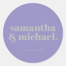 Minimal Design Lavendel Silber Typo Willkommen Runder Aufkleber
