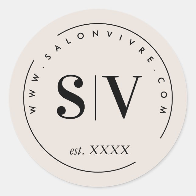 Minimal Designer Beauty Salon Business-Logo-Klasse Runder Aufkleber (Vorderseite)