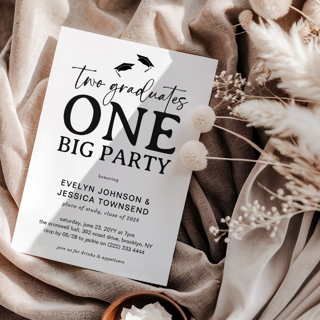 Minimal Double Graduation Party  Einladung (Von Creator hochgeladen)