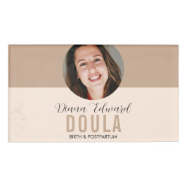 Minimal Doula Identity Photo Design in Soft Beige Namenschild