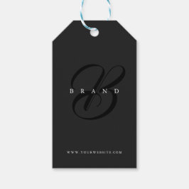 Minimal Dunkelgrau Schwarz-Elegant Monogram Compan Geschenkanhänger