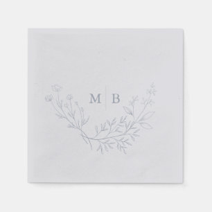 Minimal Dusty Blue Formal Monogram Wedding Napkins Serviette