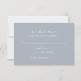 Minimal Dusty Blue Formal Wedding RSVP Card Karte