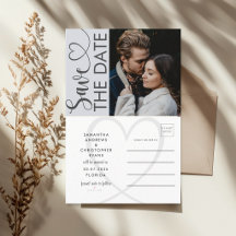 Minimal Dusty Blue Foto & Herz Save the Date An