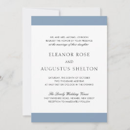 Minimal Dusty Blue Modern in einer Hochzeit Einladung
