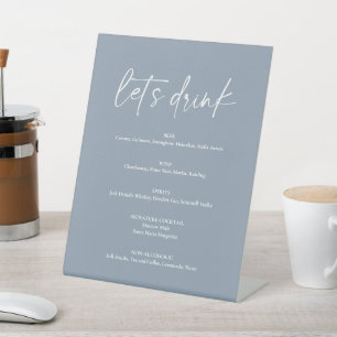 Minimal Dusty Blue Modern Wedding Drink Bar Menu Sockelschild