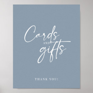 Minimal Dusty Blue Moderne Skriptkarten und Gesche Poster