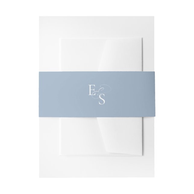 Minimal Dusty Blue Monogram Wedding Bly Band (Vorderseite Beispiel)