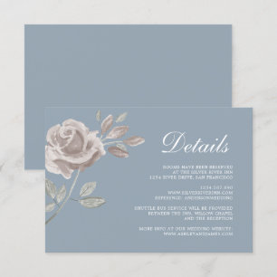 Minimal Dusty Blue Rose Wedding Details Begleitkarte