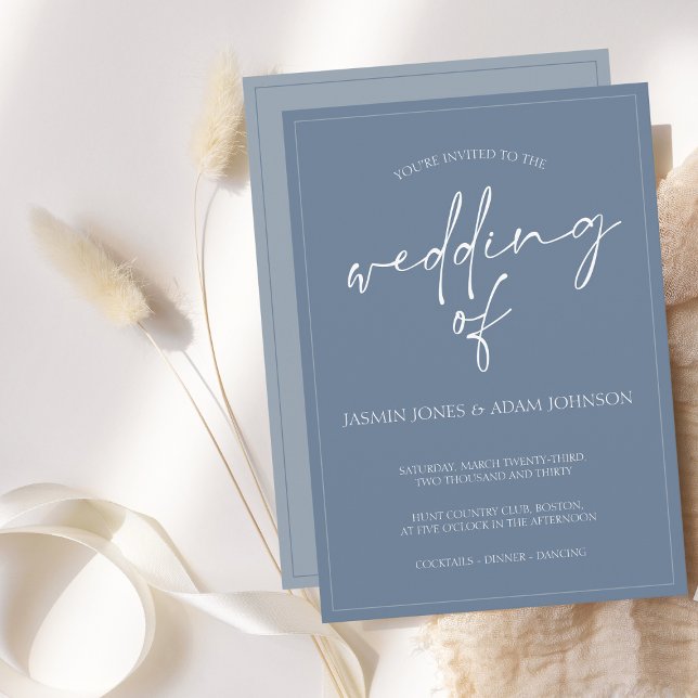 Minimal Dusty Blue Script Einladung (Von Creator hochgeladen)