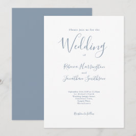 Minimal Dusty Blue Script Wedding Einladung