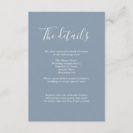 Minimal Dusty Blue Wedding Details Begleitkarte