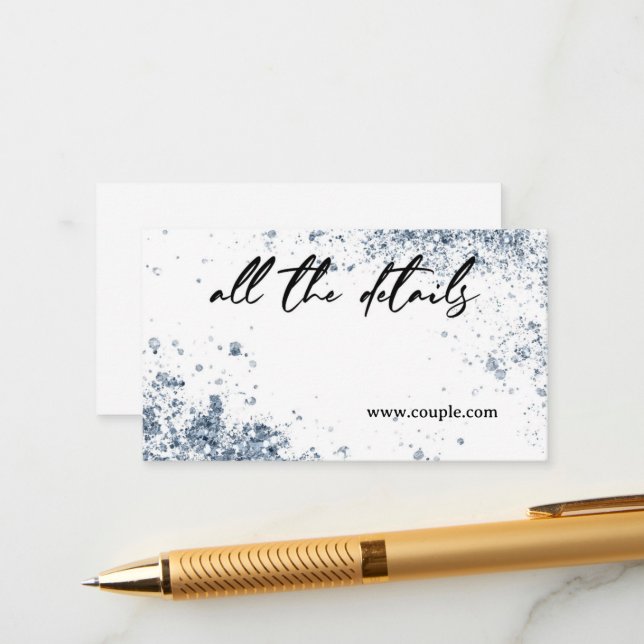 Minimal dusty blue Wedding Details Karte (Vorderseite/Rückseite Beispiel)