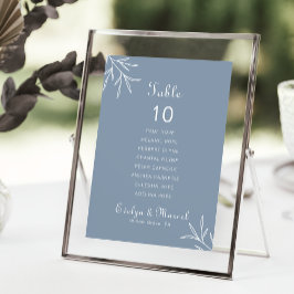 Minimal Dusty Blue Wedding Table 10 Seating Chart Einladung