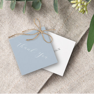 Minimal Dusty Blue Wedding Vielen Dank Geschenkanhänger