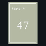 Minimal Dusty Green Lässig Handwriting Tischnummer<br><div class="desc">Minimal Dusty Green Lässig Handwriting Tischnummer</div>