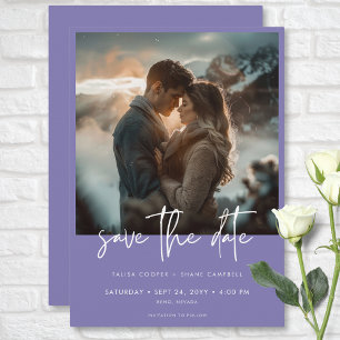 Minimal Dusty Lavender Lila Modernes Foto Hochzeit Save The Date