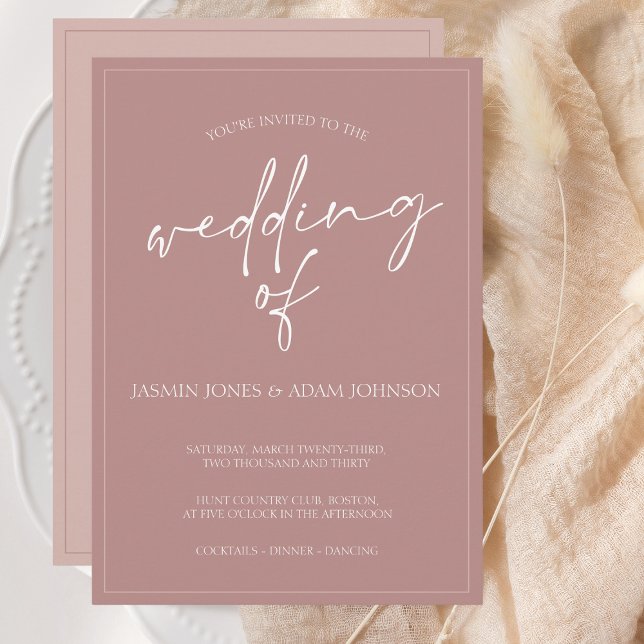 Minimal Dusty Pink Script Einladung (Von Creator hochgeladen)