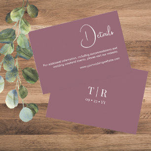 Minimal Dusty Pink Wedding Details Begleitkarte