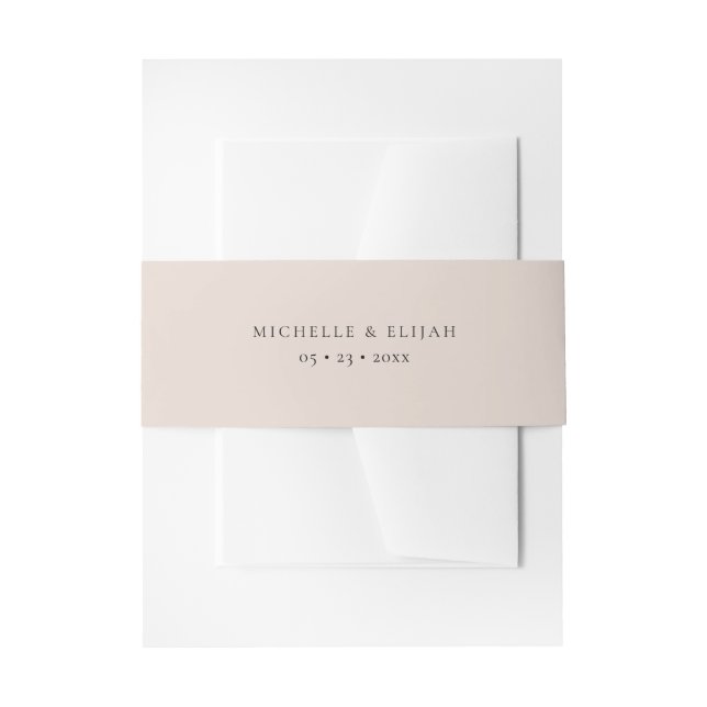Minimal Dusty Pink Wedding Einladungsbanderole (Vorderseite Beispiel)