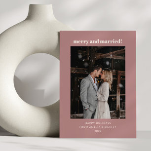 Minimal Dusty Rose Frohe Verheiratetes Weihnachtsf Feiertagskarte