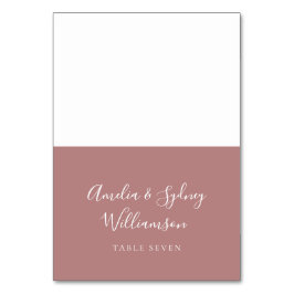 Minimal Dusty Rose Script Individuelle Name Platzk Tischnummer