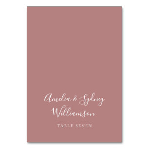Minimal Dusty Rose Script Individuelle Name Platzk Tischnummer