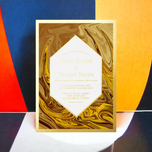 Minimal Earth Tone Terracotta Künstlerisch Hochzei Folieneinladung