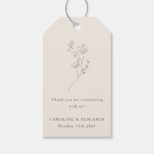 Minimal Ecru Floral line Elegante Hochzeit kundens Geschenkanhänger