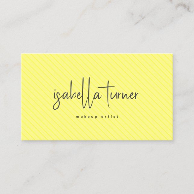 Minimal einfach Make up Artist Beauty Yellow Strip Visitenkarte (Vorderseite)