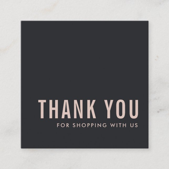MINIMAL EINFACH PINK BLACK DANKE DANK LOGO SHOPPPI QUADRATISCHE VISITENKARTE (Vorderseite)