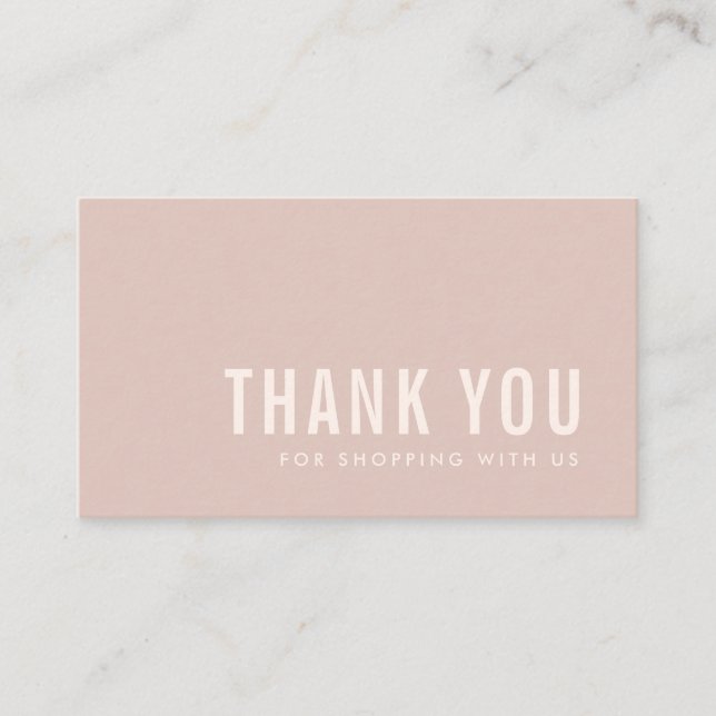MINIMAL EINFACH PINK BLUSH DANKE DANK LOGO SHOPPPI VISITENKARTE (Vorderseite)