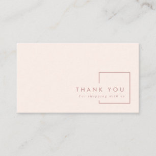 MINIMAL EINFACH PINK BLUSH REKTANGLE DANKE VISITENKARTE