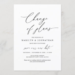 Minimal Einfach, Planänderung, Hochzeit verschoben Einladung