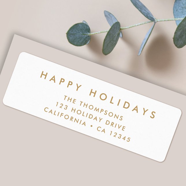 Minimal einfach weiß und Gold | Weihnachtsadresse (Personalize your christmas envelopes with these simple elegant holiday address labels)