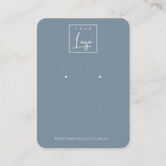 Minimal einfache, dunkelblaue Logo-Ohrmarkierung Visitenkarte (Vorderseite)