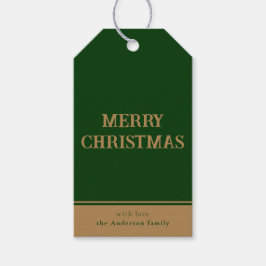 Minimal einfache grüne Gold Frohe Weihnachten Geschenkanhänger