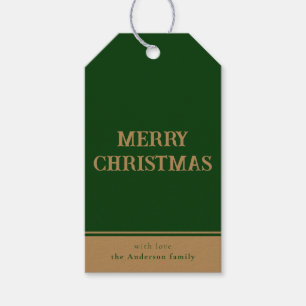 Minimal einfache grüne Gold Frohe Weihnachten Geschenkanhänger