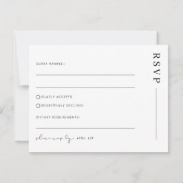 Minimal einfache klassische Hochzeit RSVP Postkart