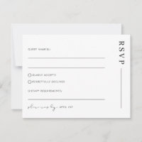Minimal einfache klassische Hochzeit RSVP Postkart