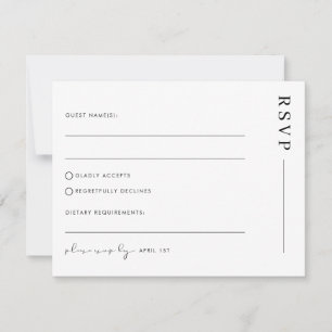 Minimal einfache klassische Hochzeit RSVP Postkart Karte