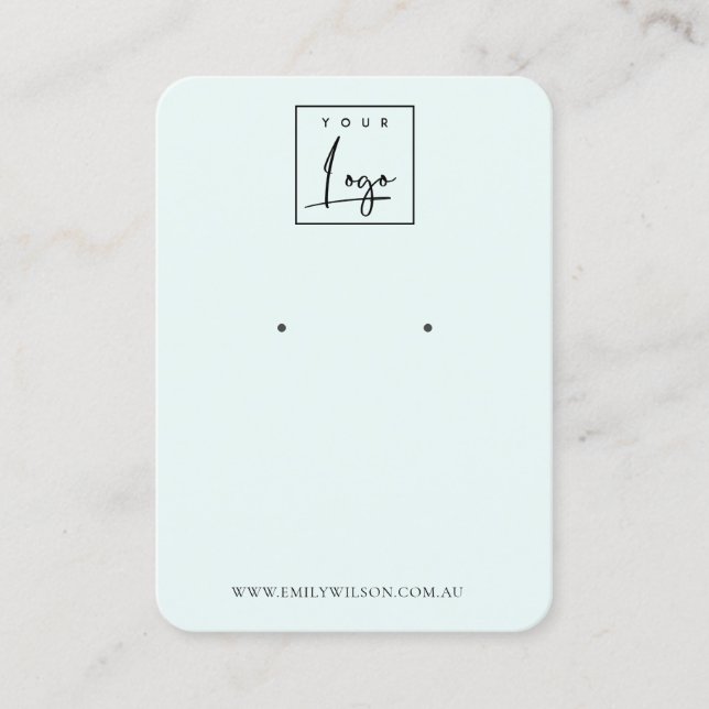 Minimal einfache Logo Sky Blue Aqua Earring Displa Visitenkarte (Vorderseite)