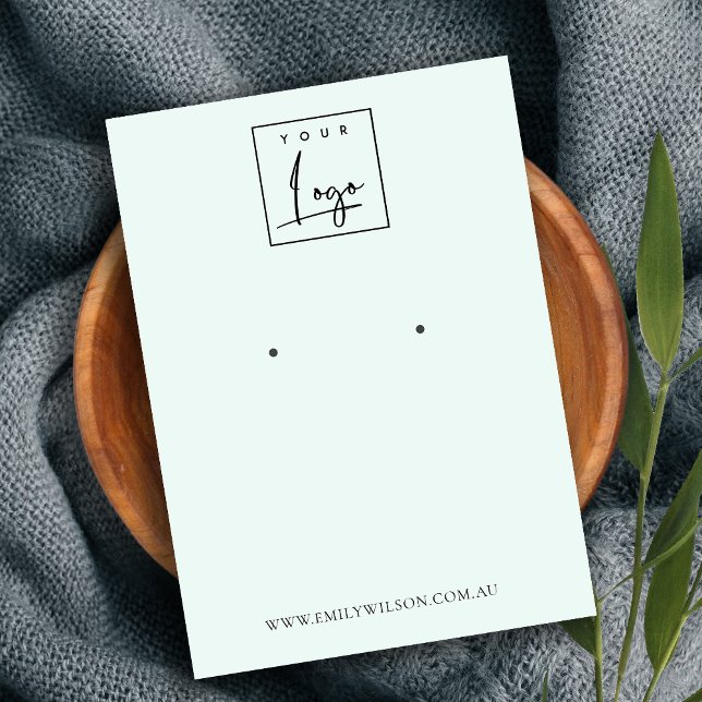 Minimal einfache Logo Sky Blue Aqua Earring Displa Visitenkarte (Von Creator hochgeladen)