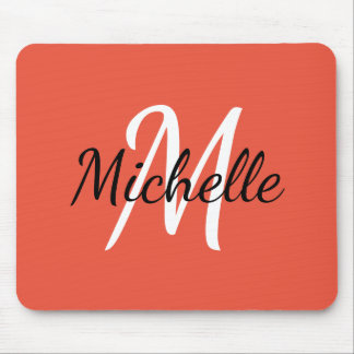 Minimal einfache Monogramm Anfangsname Koral & Wei Mousepad