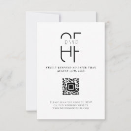 Minimal einfache Monogramm modern weiß RSVP Karte